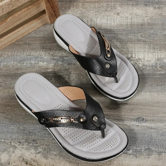 NIMA Metalen knoop open ontwerp comfortabele slippers