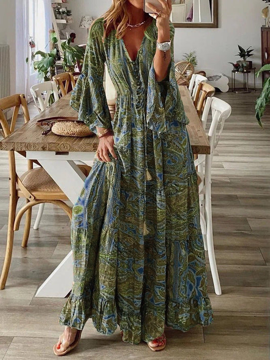 NIMA Bohemian Strand Maxi Jurk Bloemenprint