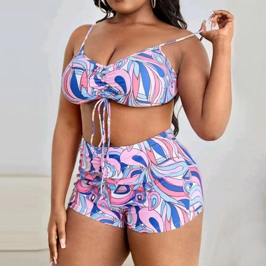 NIMA groen geprinte lichtgewicht bikini grote maten