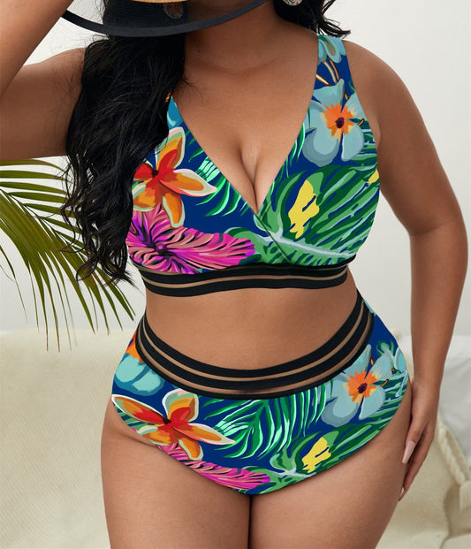 NIMA roze bikini grote maten met bloemenprint