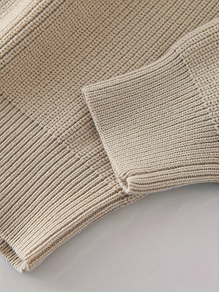 Anders – half-zip knit sweater with high collar and ribbed texture